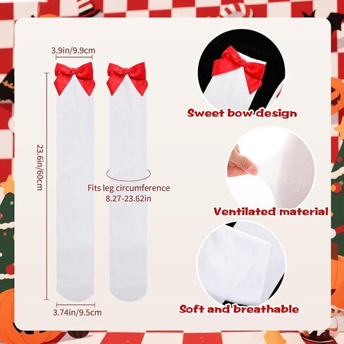 Haysandy 2 Pcs Women's Riding Hood Costume Red Hooded Velvet Cloak Satin Bow Thigh Highs Halloween Christmas Cosplay Party in Saudi Arabia