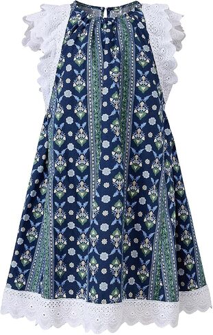Little Bitty Toddler Girl Dress Cotton Lace Ruffle Sleeve A-line Sleeveless Kids Casual Holiday Party Boho Dresses 3-8 Years in Saudi Arabia