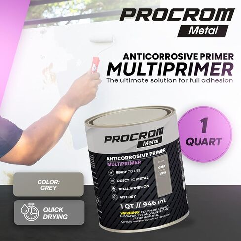 Multiprimer - طلاء تمهيدي مباشر إلى المعدن، طلاء تمهيدي معدني وبلاستيكي للوقاية من الصدأ - 1 كوارت / 0.946 لتر | التصاق قوي، حماية من التآكل، للاستخدام الداخلي والخارجي in Kuwait