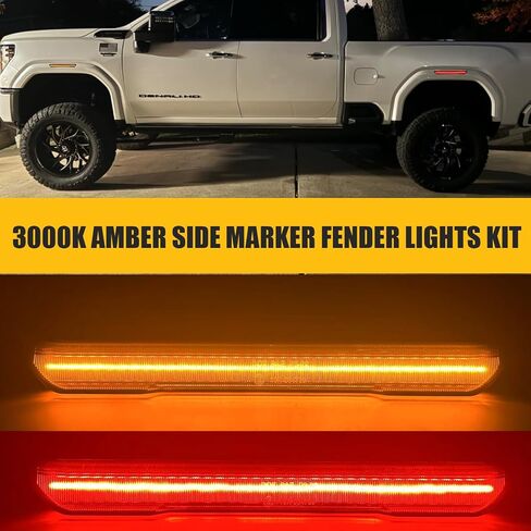 LED Side Marker Lights Indicator Replacement for 2020 2021 2022 2023 2024 GMC Sierra 2500 HD 3500 HD Truck Amber Front & Red Rear Fender Lights Smoked Lens in Saudi Arabia