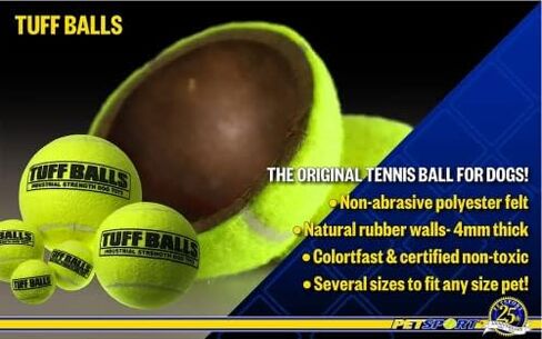 PetSport Jr Yellow Tuff Ball - Small Tennis Balls for Dogs, Small Dog Balls, Dog Toys, Tennis Balls Dog, Balls for Dogs, Puppy Balls, Natural Rubber, Certified Non-Toxic - 1.8 Inch Each, (Pack of 6) in Kuwait