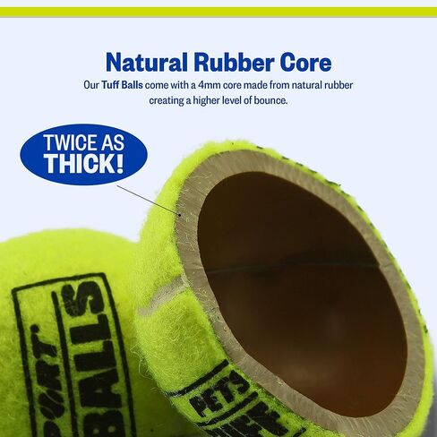PetSport Jr Yellow Tuff Ball - Small Tennis Balls for Dogs, Small Dog Balls, Dog Toys, Tennis Balls Dog, Balls for Dogs, Puppy Balls, Natural Rubber, Certified Non-Toxic - 1.8 Inch Each, (Pack of 6) in Kuwait