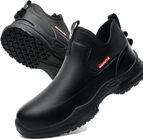 Black Work Shoes for Men Women Non Slip Kitchen Chef Shoes Waterproof Food Service Restaurant Slip on Sneakers Walking and Casual Slip Resistant Cleaning Work Footwear in Saudi Arabia