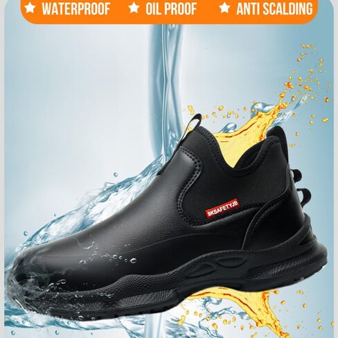 Black Work Shoes for Men Women Non Slip Kitchen Chef Shoes Waterproof Food Service Restaurant Slip on Sneakers Walking and Casual Slip Resistant Cleaning Work Footwear in Saudi Arabia