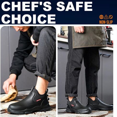 Black Work Shoes for Men Women Non Slip Kitchen Chef Shoes Waterproof Food Service Restaurant Slip on Sneakers Walking and Casual Slip Resistant Cleaning Work Footwear in Saudi Arabia