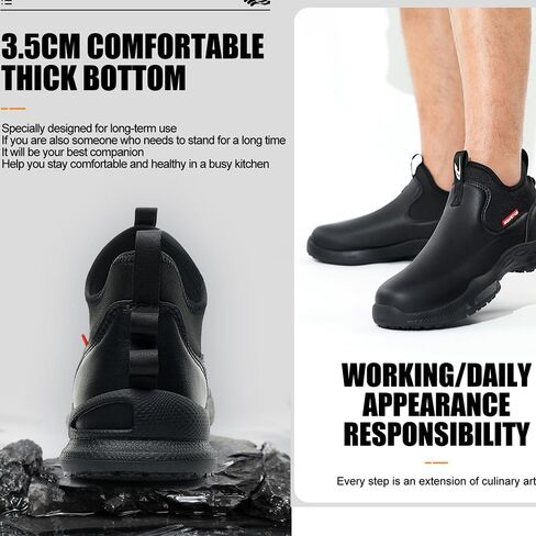 Black Work Shoes for Men Women Non Slip Kitchen Chef Shoes Waterproof Food Service Restaurant Slip on Sneakers Walking and Casual Slip Resistant Cleaning Work Footwear in Saudi Arabia