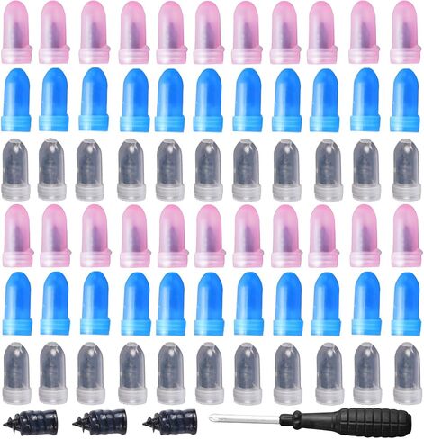 100 Pcs Tire Repair Rubber Nail, Tire Repair Nail Tire Repair Rubber Screws Fast Tool 3 Size Self-Service Tire Screw Plug Repair Kit with Screwdriver for tire Puncture Repair in Saudi Arabia