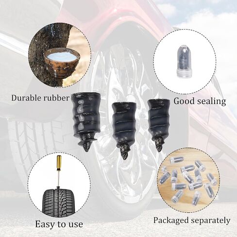100 Pcs Tire Repair Rubber Nail, Tire Repair Nail Tire Repair Rubber Screws Fast Tool 3 Size Self-Service Tire Screw Plug Repair Kit with Screwdriver for tire Puncture Repair in Saudi Arabia