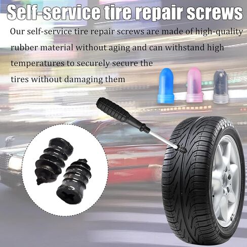 100 Pcs Tire Repair Rubber Nail, Tire Repair Nail Tire Repair Rubber Screws Fast Tool 3 Size Self-Service Tire Screw Plug Repair Kit with Screwdriver for tire Puncture Repair in Saudi Arabia