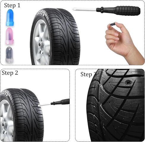 100 Pcs Tire Repair Rubber Nail, Tire Repair Nail Tire Repair Rubber Screws Fast Tool 3 Size Self-Service Tire Screw Plug Repair Kit with Screwdriver for tire Puncture Repair in Saudi Arabia