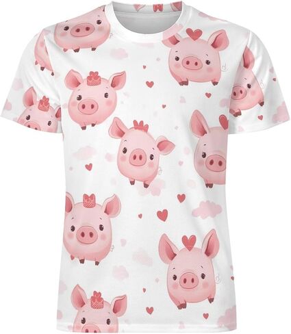 Cute Pigs Mens T-Shirts Casual Short Sleeve Tee Tops Crewneck Shirt for Running Athletic in Saudi Arabia