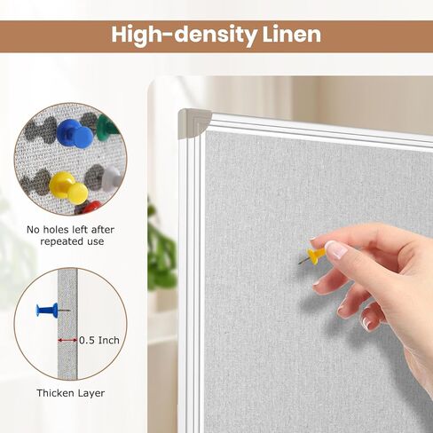 DOLLAR BOSS Foldable Linen Cork Board White Board Combo 60 x 40 in Extra Large Magnetic Whiteboard Dry Erase Bulletin Board Portable Double Sided Aluminum Frame Pin Board for School Office, Grey in Kuwait