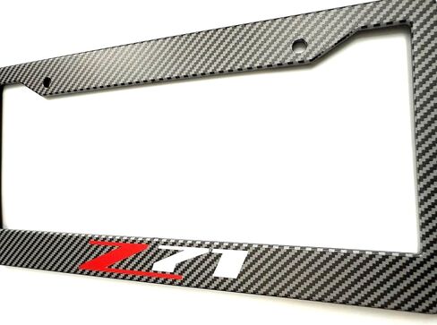 1PC Carbon Fiber Z71 License Plate Frame Tag Cover Holder Mount for Chevy Silverado Sierra Tahoe in Saudi Arabia