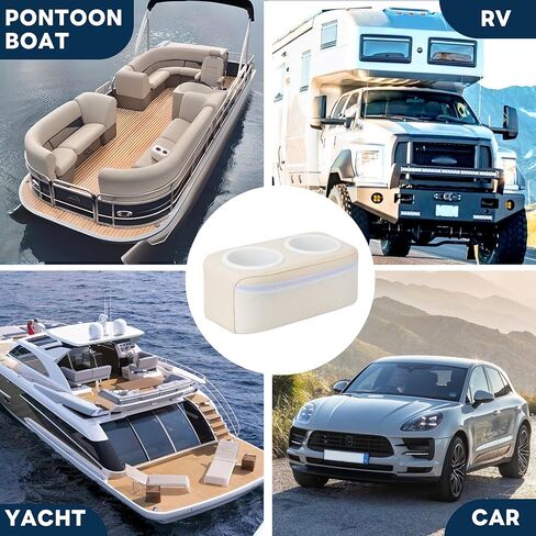 Marinexplore حامل أكواب بونتون، حامل أكواب مقعد القارب، حامل مشروبات مزدوج، حامل أكواب محمول للمشروبات للهواتف المحمولة لأريكة قارب بونتون، أريكة RV، المقعد الخلفي للسيارة (بيج) in Saudi Arabia