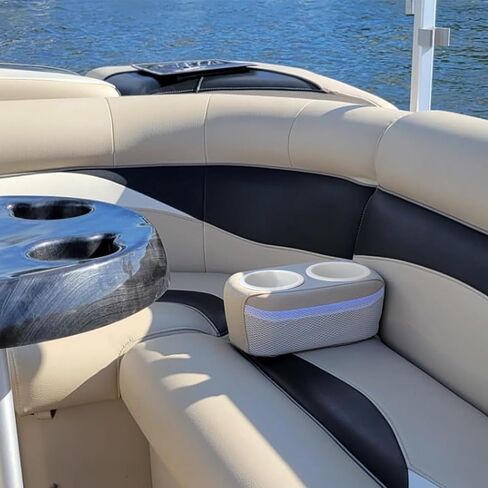 Marinexplore حامل أكواب بونتون، حامل أكواب مقعد القارب، حامل مشروبات مزدوج، حامل أكواب محمول للمشروبات للهواتف المحمولة لأريكة قارب بونتون، أريكة RV، المقعد الخلفي للسيارة (بيج) in Saudi Arabia