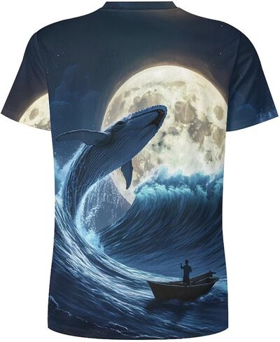 Whale Moon Mens T-Shirts Casual Short Sleeve Tee Tops Crewneck Shirt for Running Athletic in Saudi Arabia