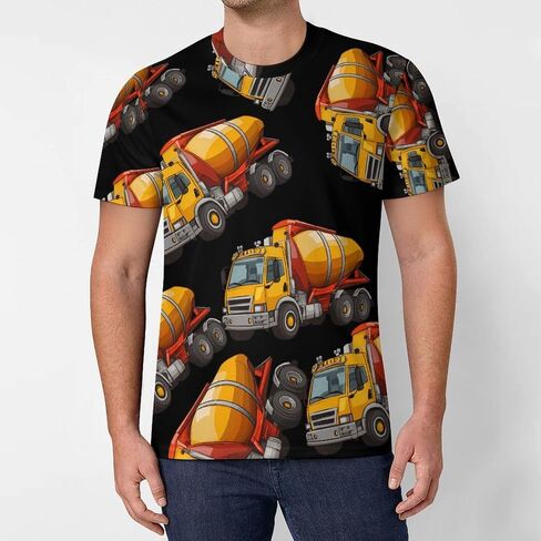 Cement Trucks Concrete Mixer Truck Mens T-Shirts Casual Short Sleeve Tee Tops Crewneck Shirt for Running Athletic in Saudi Arabia