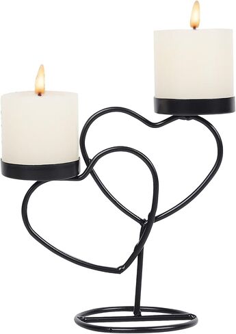 Double Love Candle Holder, Wedding Candle Holder, Heart Shaped Candlestick for Table, Party, Home, Wedding, Birthday (Black) in Saudi Arabia
