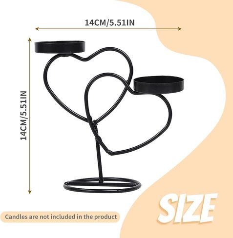 Double Love Candle Holder, Wedding Candle Holder, Heart Shaped Candlestick for Table, Party, Home, Wedding, Birthday (Black) in Saudi Arabia