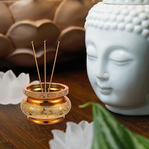 Ceramic Incense Burner Golden Incense Stick Burner Chinese Feng Shui Incense Burner Bowl for Home Decor (Random Style) in Saudi Arabia