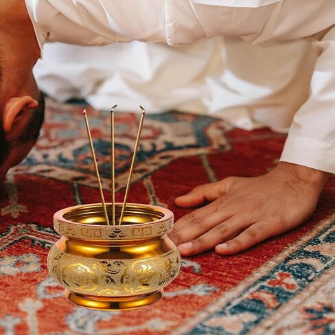 Ceramic Incense Burner Golden Incense Stick Burner Chinese Feng Shui Incense Burner Bowl for Home Decor (Random Style) in Saudi Arabia