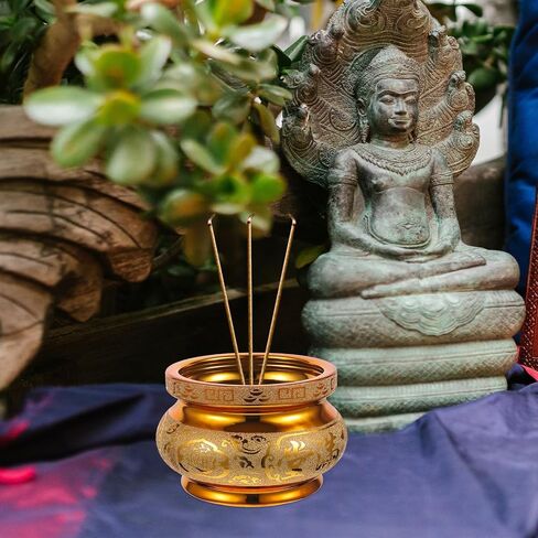 Ceramic Incense Burner Golden Incense Stick Burner Chinese Feng Shui Incense Burner Bowl for Home Decor (Random Style) in Saudi Arabia
