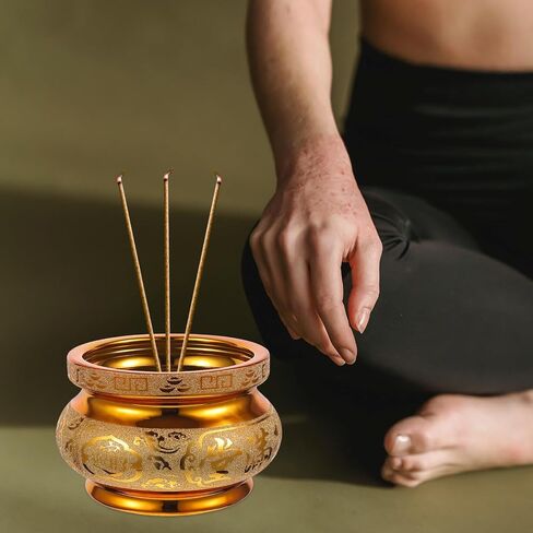 Ceramic Incense Burner Golden Incense Stick Burner Chinese Feng Shui Incense Burner Bowl for Home Decor (Random Style) in Saudi Arabia