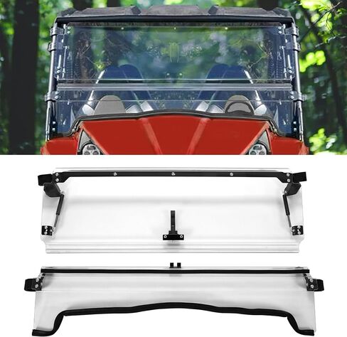 KUAFU 2-in-1 Flip Windshield Compatible with 2012-2015 Kawasaki Teryx 4 750/800 Full Scratch Resistant Clear Windscreen Gas Spring Included in Saudi Arabia