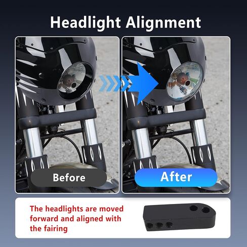 Motorcycle Fairing Windshield Kit, 5.75" Headlight Fairing 11" Black Motorbike Windscreen 49mm Forks with Extension Fit for Harley Softail Street Bob FXBB 2018-2024 FXBBS 2021-2024 FXST in Saudi Arabia