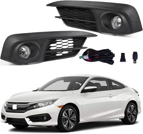 BestParts New Pair Fog Lights Lamps Compatible with Honda Civic 2016-2018 With Cover + Switch + Wiring Kit Replaces HO2592143 HO2593143 71108TBAA10 71103TBAA10 HO1038129 HO1039129 in Saudi Arabia