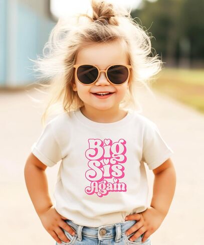 قميص Olive Loves Apple Big Sis Again للأشقاء، تي شيرت Big Sister برسومات وردية رائعة in Saudi Arabia