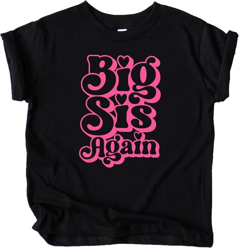 قميص Olive Loves Apple Big Sis Again للأشقاء، تي شيرت Big Sister برسومات وردية رائعة in Saudi Arabia