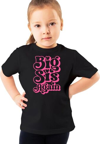 قميص Olive Loves Apple Big Sis Again للأشقاء، تي شيرت Big Sister برسومات وردية رائعة in Saudi Arabia