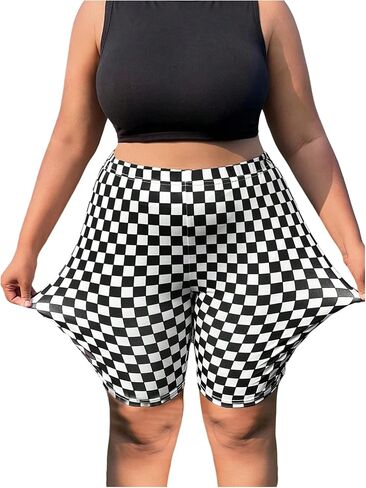 Wdirara Women's Plus Size size متقطعة شورت راكب الدراجة النارية عالية الخصر ضد شورتات تجريب Cross Cross Tummy in Saudi Arabia