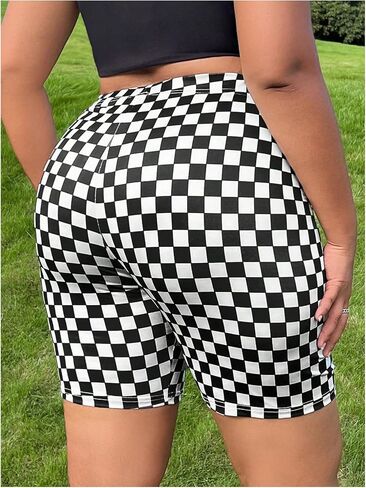 Wdirara Women's Plus Size size متقطعة شورت راكب الدراجة النارية عالية الخصر ضد شورتات تجريب Cross Cross Tummy in Saudi Arabia