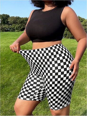 Wdirara Women's Plus Size size متقطعة شورت راكب الدراجة النارية عالية الخصر ضد شورتات تجريب Cross Cross Tummy in Saudi Arabia