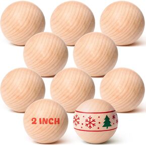 مجموعة من 10 كرات خشبية مستديرة مقاس 3 بوصات من Gerrii، كرات خشبية غير مكتملة، كرات خشبية مستديرة طبيعية، كرات البتولا الناعمة للحرف اليدوية والمشروعات اليدوية in Kuwait