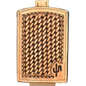 CACTUS ALLEY HAT CO. Genuine Leather Tooled Front Pocket Magnetic Ribbon Wallet (The Leroy) in Saudi Arabia