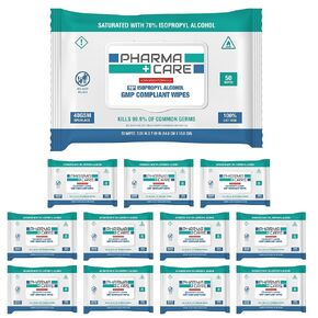 PharmaCare Advanced Formula 70% Alcohol Wipes - (50 Count) 12 Packs in Kuwait