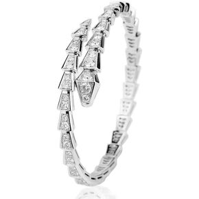 7 Inch 925 Silver Moissanite Diamond Bangle Snake Top Luxury Jewelry Fine Jewelry Bracelet Bangles for Unisex Snake Bracelet in Saudi Arabia