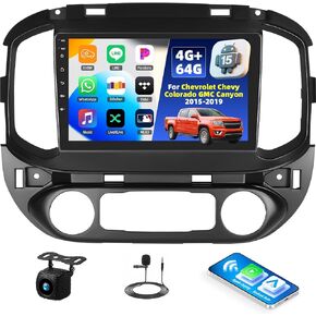 ستيريو سيارة 2+64G Android 13 لسيارة Chevy Colorado GMC Canyon 2015-2019 مع Carplay Android Auto، راديو سيارة بشاشة لمس 9 بوصات مع نظام ملاحة GPS وبلوتوث وراديو FM/RDS SWC+AHD كاميرا احتياطية in Kuwait