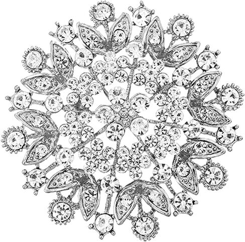 Crystal Rhinestone Brooch for Women Silver Brooch Silver Twisted Petals Flower Brooch Pins Clear Rhinestone Brooch Pins Rhinestone Jewelry Pins for DIY Bridal Wedding Bouquet Bridesmaid Jewelry in Kuwait