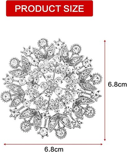 Crystal Rhinestone Brooch for Women Silver Brooch Silver Twisted Petals Flower Brooch Pins Clear Rhinestone Brooch Pins Rhinestone Jewelry Pins for DIY Bridal Wedding Bouquet Bridesmaid Jewelry in Kuwait