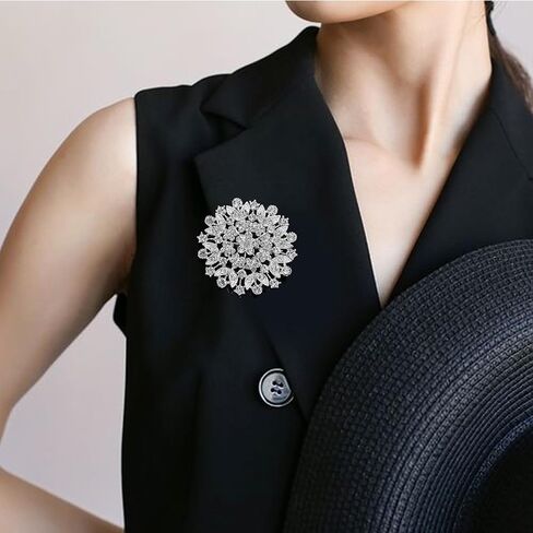 Crystal Rhinestone Brooch for Women Silver Brooch Silver Twisted Petals Flower Brooch Pins Clear Rhinestone Brooch Pins Rhinestone Jewelry Pins for DIY Bridal Wedding Bouquet Bridesmaid Jewelry in Kuwait