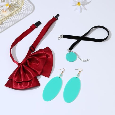 مجموعة Ayase Cosplay Set أقراط Ayase قلادة ربطة عنق حمراء لحفلات الهالوين إكسسوارات تنكرية للنساء البالغات in Saudi Arabia