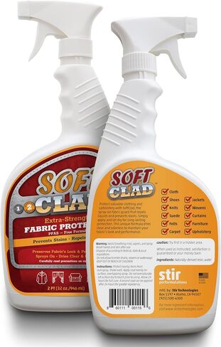 Extra Strength Fabric Protector Spray Prevents Stains and Repels Liquids. SoftClad Guards Furniture, Shoes, Carpet, Upholstery, Suede, Leather, Couch. Safe for Indoor Use. PFAS Free Formula 32oz in Saudi Arabia