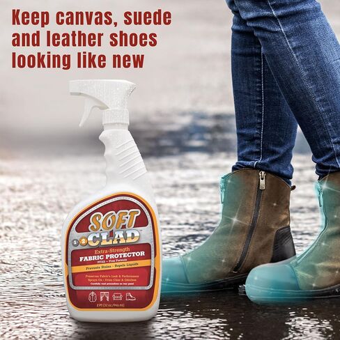 Extra Strength Fabric Protector Spray Prevents Stains and Repels Liquids. SoftClad Guards Furniture, Shoes, Carpet, Upholstery, Suede, Leather, Couch. Safe for Indoor Use. PFAS Free Formula 32oz in Saudi Arabia