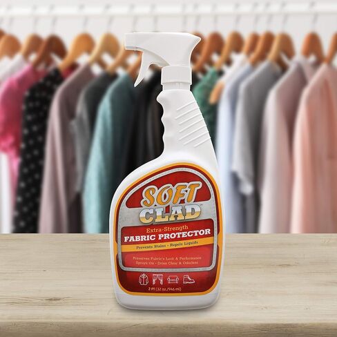 Extra Strength Fabric Protector Spray Prevents Stains and Repels Liquids. SoftClad Guards Furniture, Shoes, Carpet, Upholstery, Suede, Leather, Couch. Safe for Indoor Use. PFAS Free Formula 32oz in Saudi Arabia