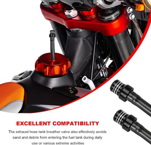 2 PCS Breather Hose Gas Fuel Tank Cap, CNC One-Way Valve Vent Tube with Check Ball, Aluminum Breathing Valve Tube Universal Gas Cap for Motorcycle ATV Quad Pit Dirt Bike (Black) in Saudi Arabia