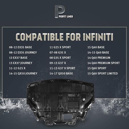قطع غيار جديدة من Perfit Liner غطاء المحرك السفلي الأمامي متوافق مع 2007-2015 INFINITI Q40 Q60 QX50 G25 G35 G37 EX35 EX37 يناسب IN1228116 75892JK500 in Saudi Arabia
